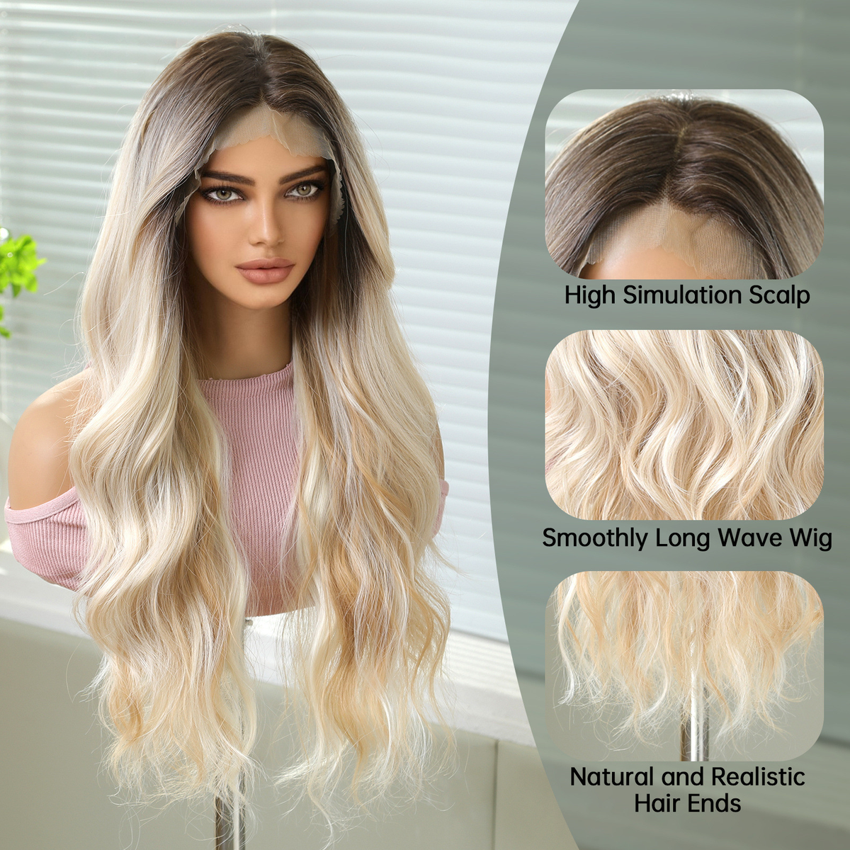 Nancy | Blonde Long Wavy 13*6 HD Lace Frontal Wig (Hand-Tied) 26