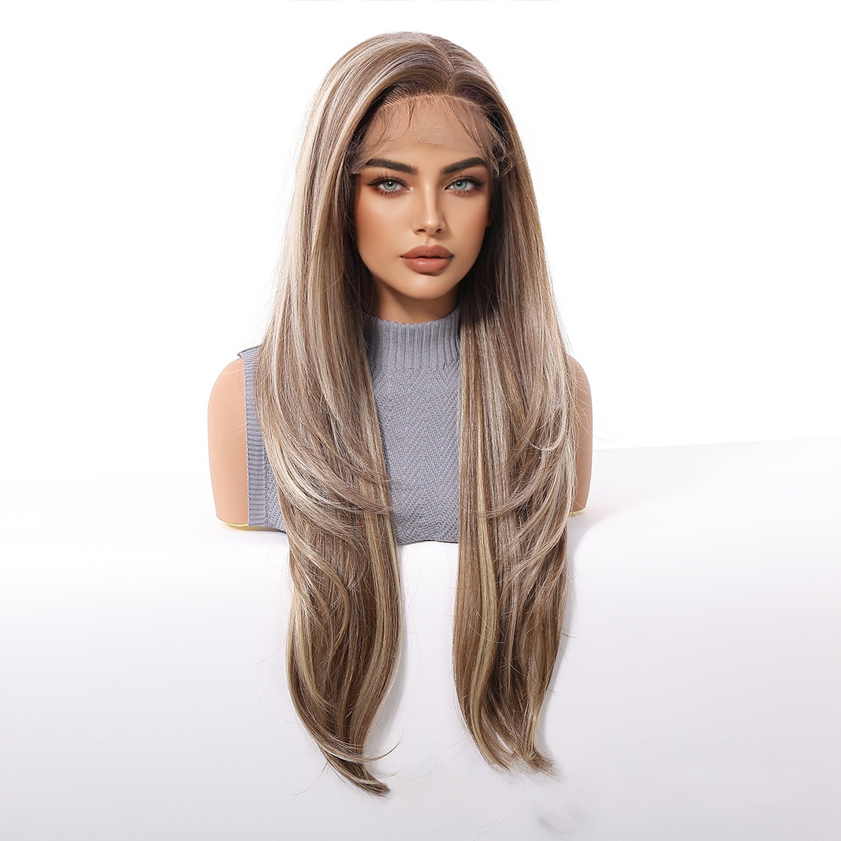 Sienna | Ombré Grey Long Straight 13*6 HD Lace Frontal Wig (Hand-Tied)