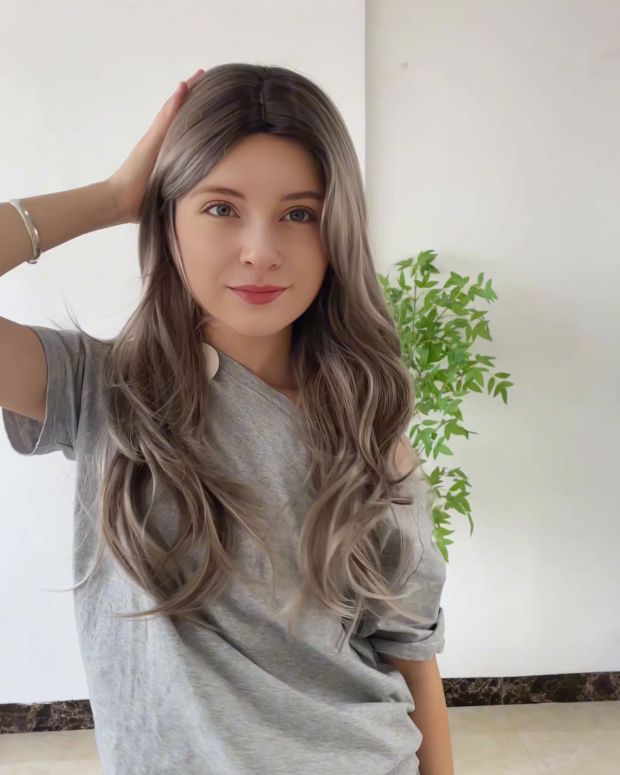 Grey Long Wavy Wig