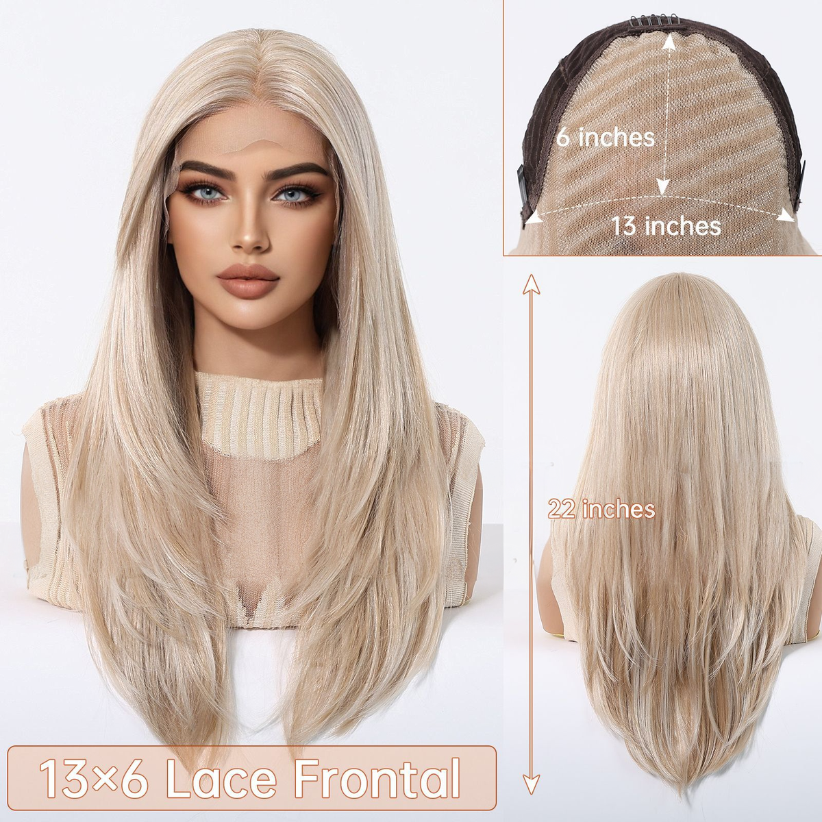 Eliza | Cream Medium 13*6 HD Lace Frontal Wig (Hand-Tied)