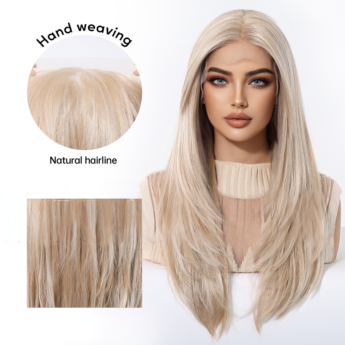 Eliza | Cream Medium 13*6 HD Lace Frontal Wig (Hand-Tied)
