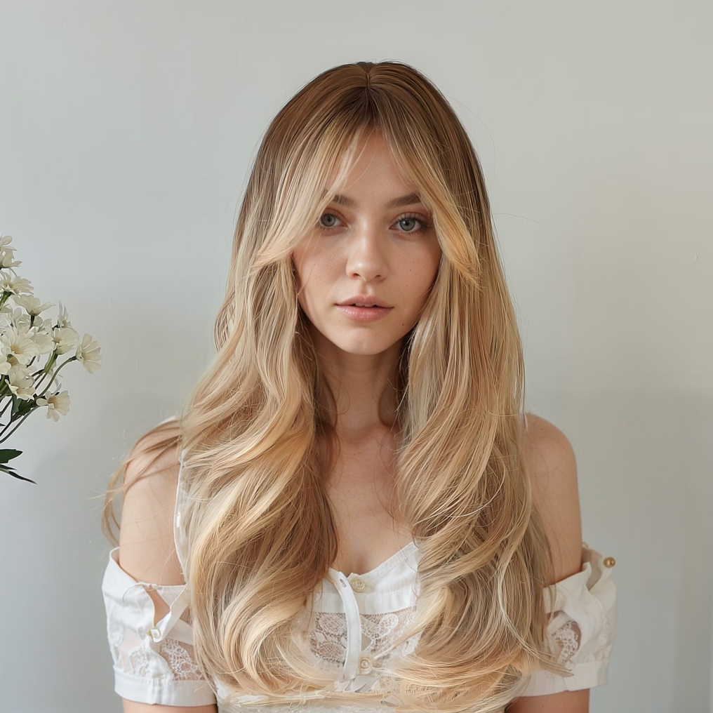 Hazel Blonde Long Wig with Bangs