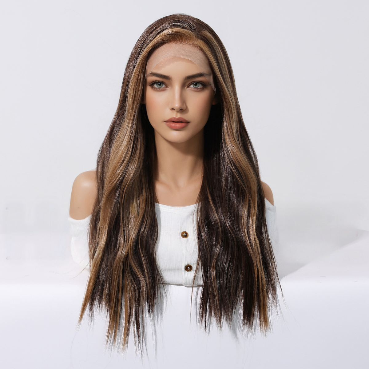 Maisie | Ombré Brown Long Wavy Front Lace Wig (Hand-Tied)