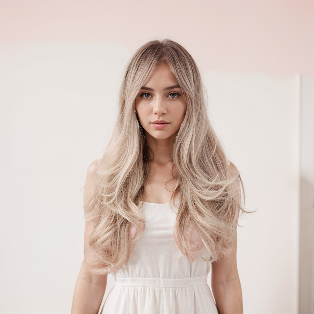 Sophia Blonde Long Wavy Wig with Bangs
