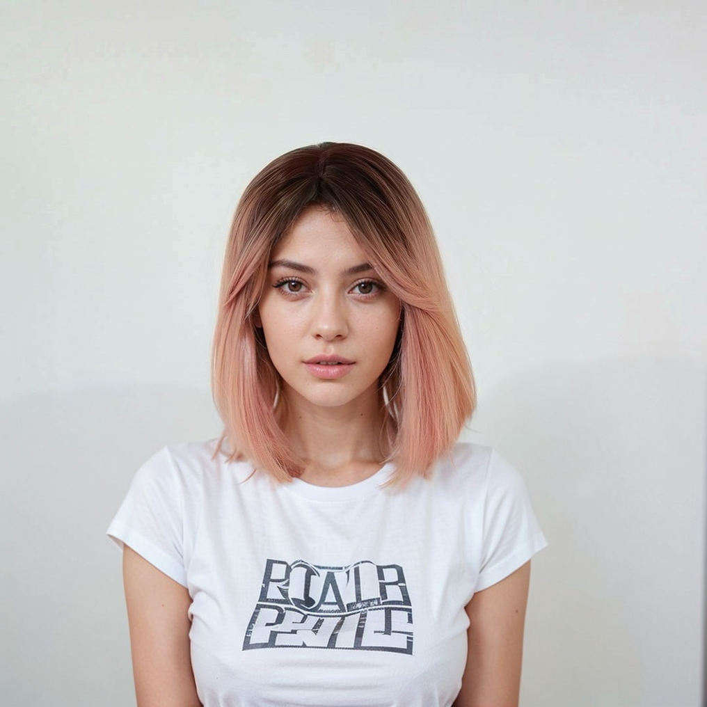 Lucy Peach Short Wig with bangs