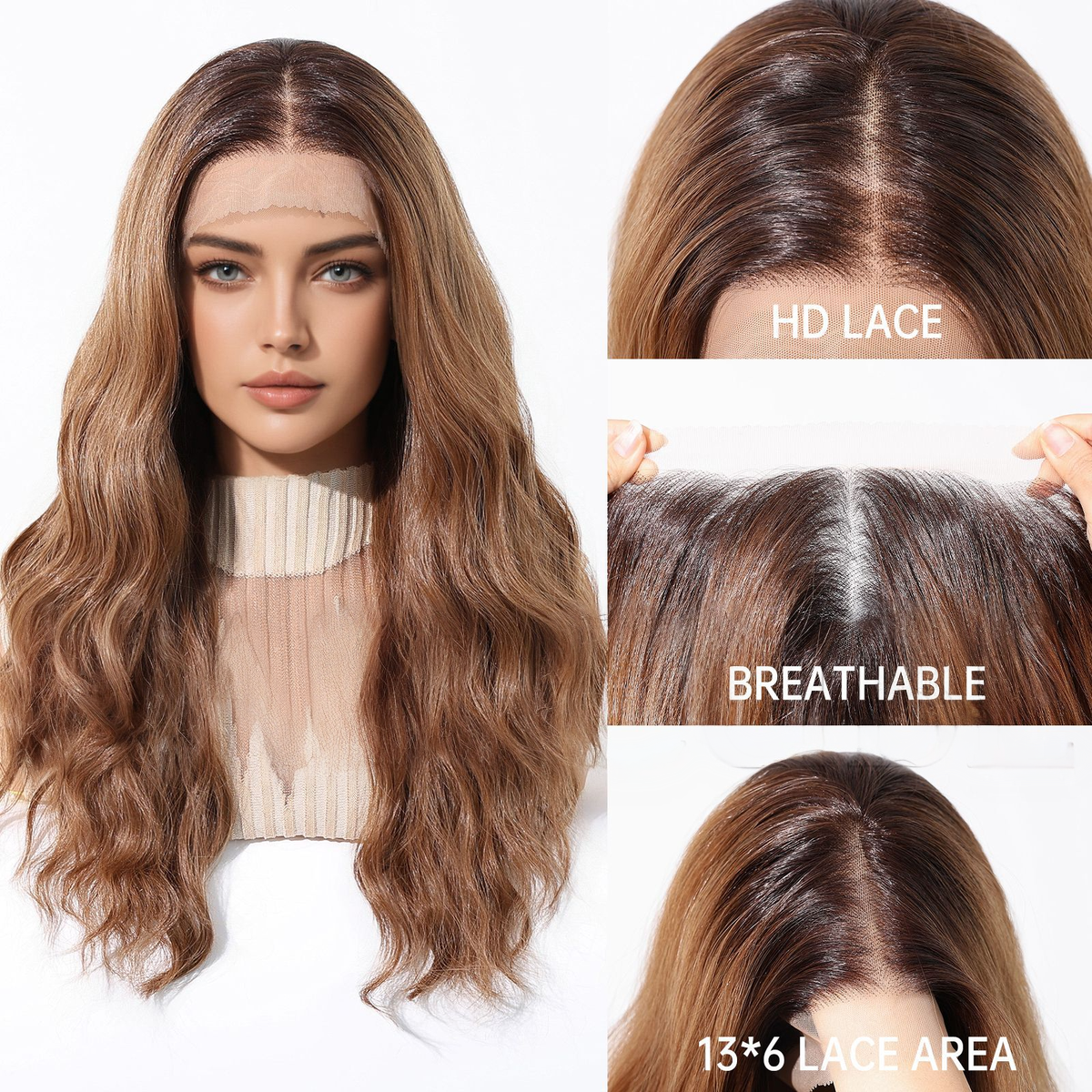 Emily | Ginger Long Wavy 13*6 HD Lace Frontal Wig (Hand-Tied)