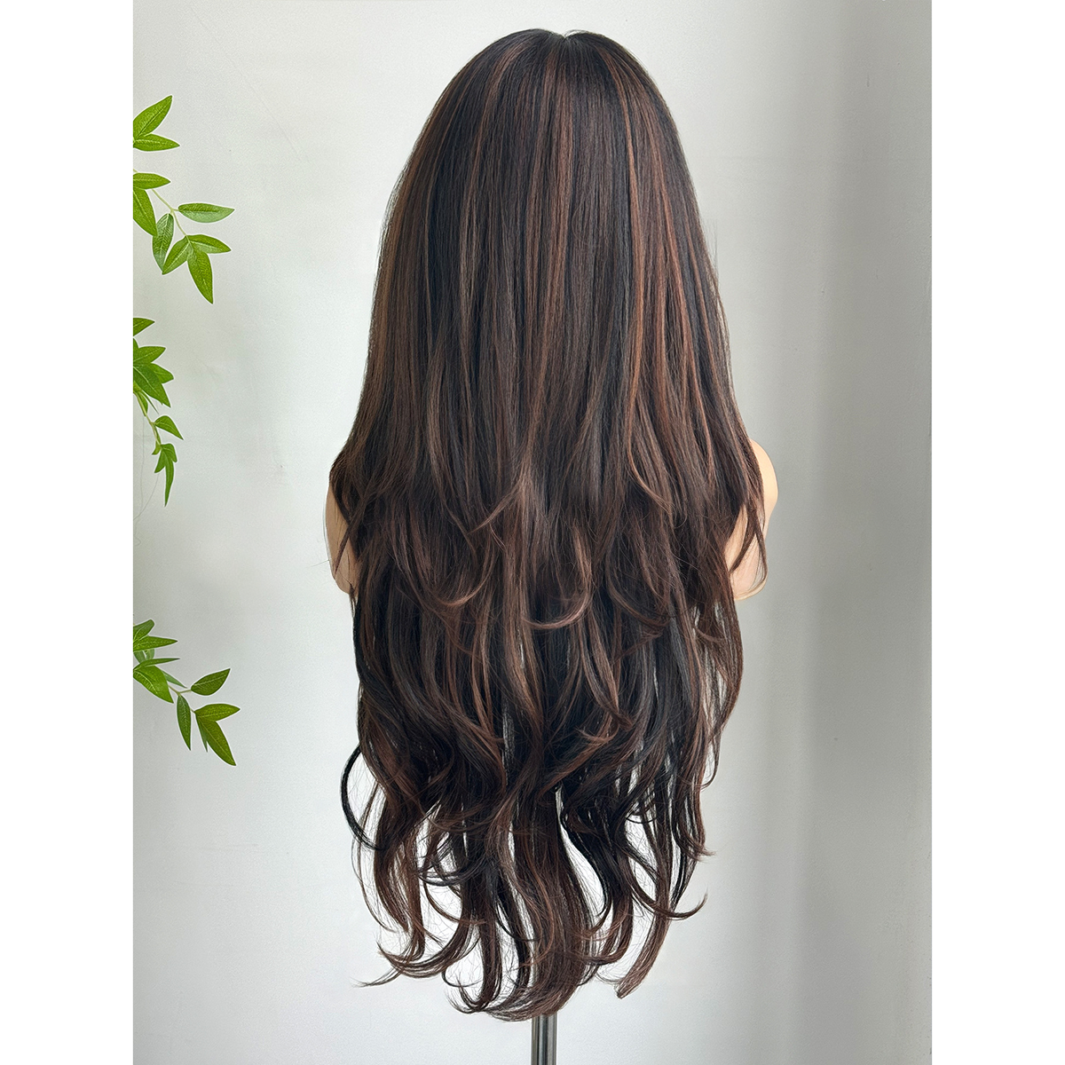 Emma | Dark Brown Long Wavy 13*6 HD Lace Frontal Wig (Hand-Tied)