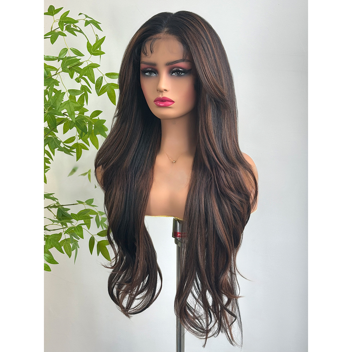 Emma | Dark Brown Long Wavy 13*6 HD Lace Frontal Wig (Hand-Tied)