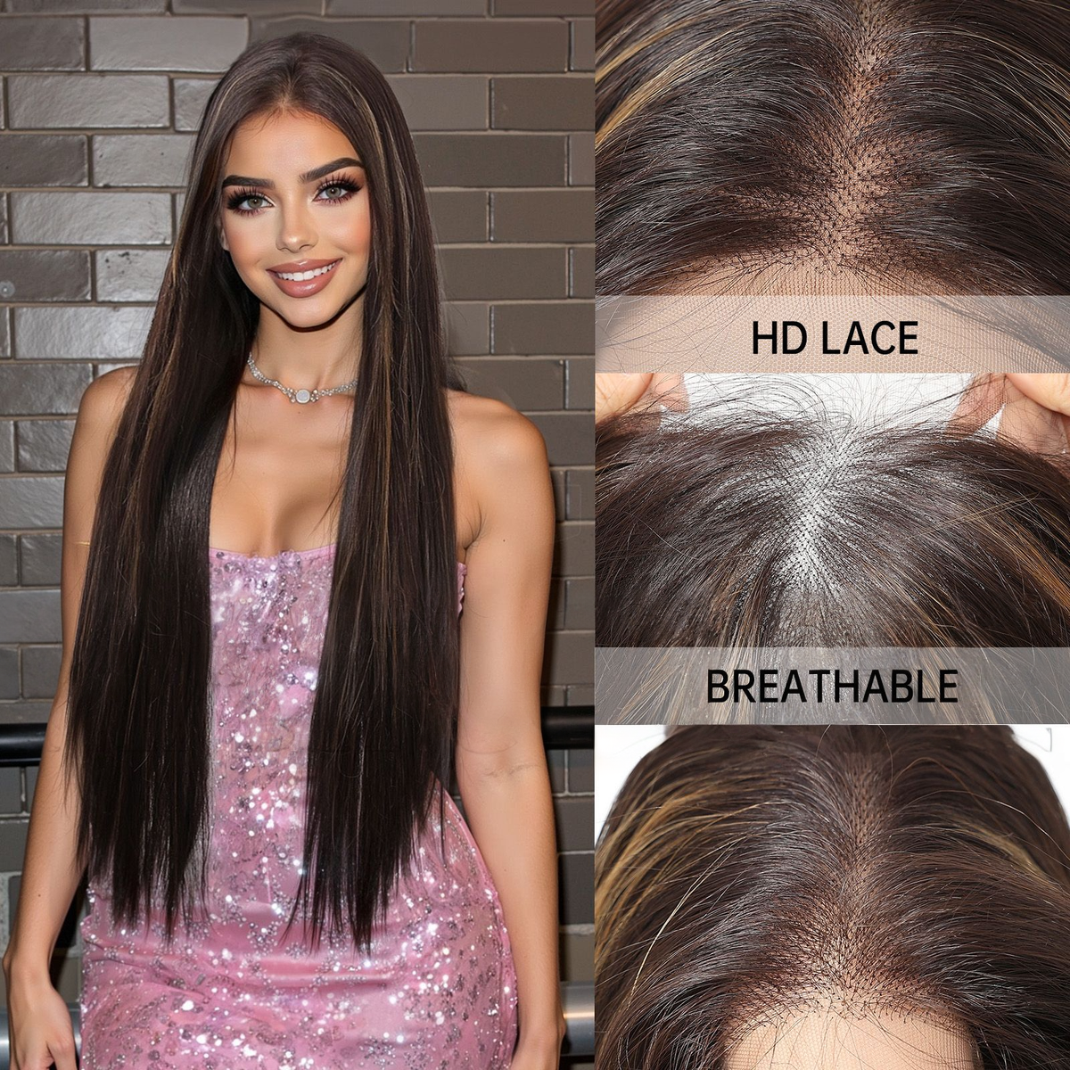 Hailey | Brown Long Straight 13*6 HD Front Lace Wig (Hand-Tied)