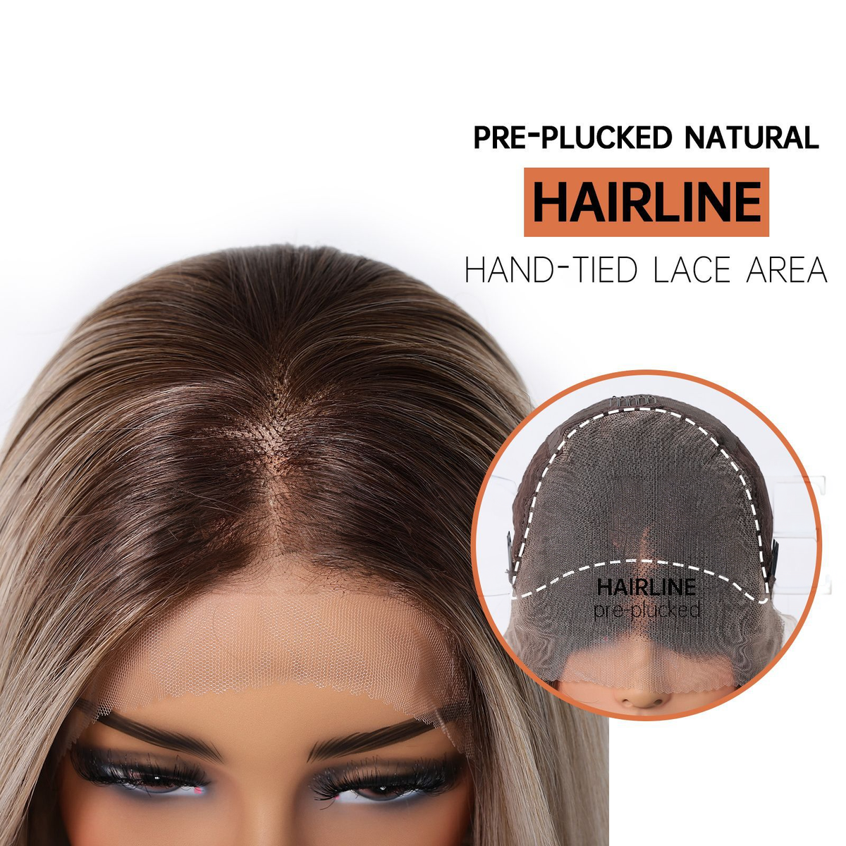 Lucy 12” Straight HD Lace Front Wig - Ombre White Blonde, Pre-Plucked Hairline
