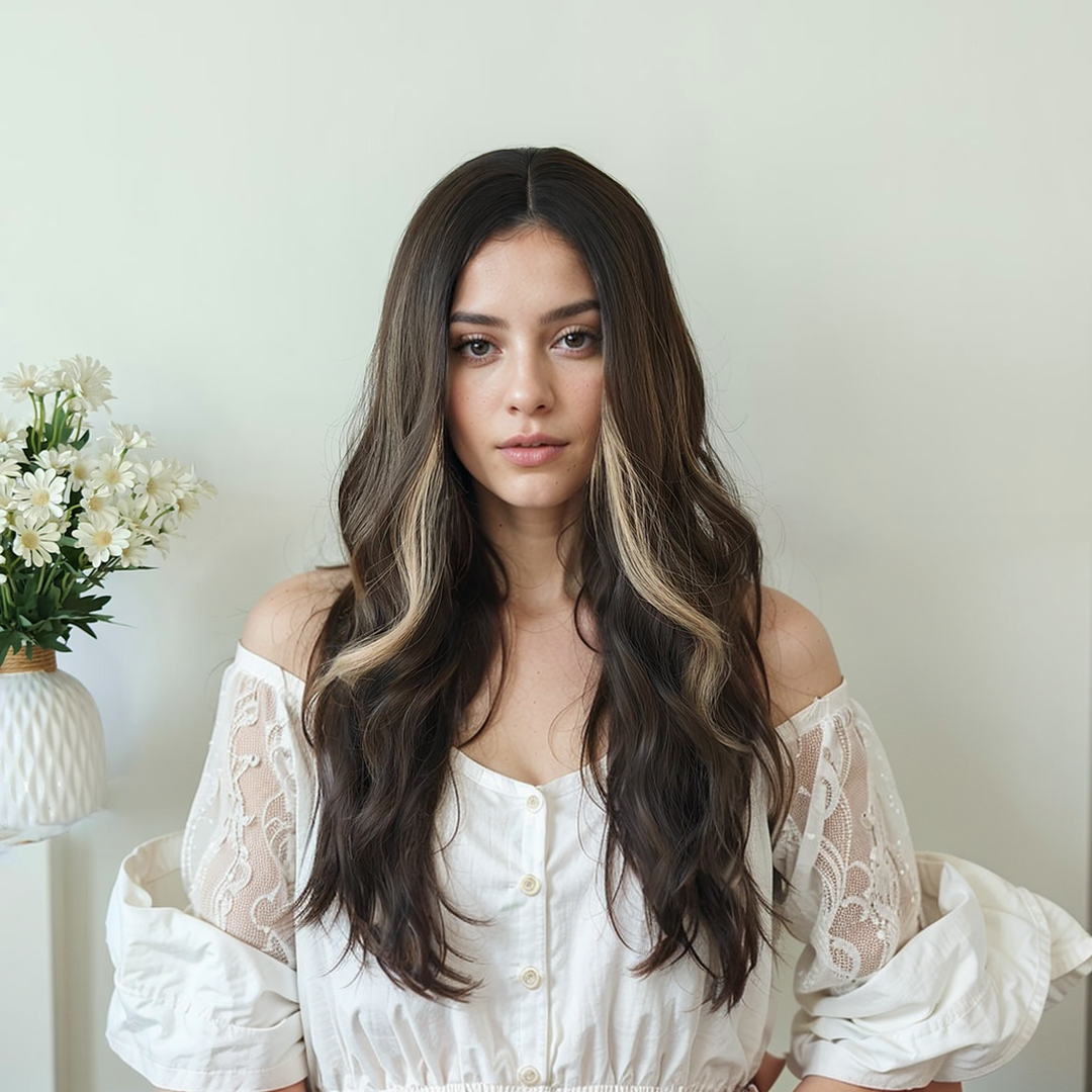 Abigail Brown Wavy Long Wig Without Bangs
