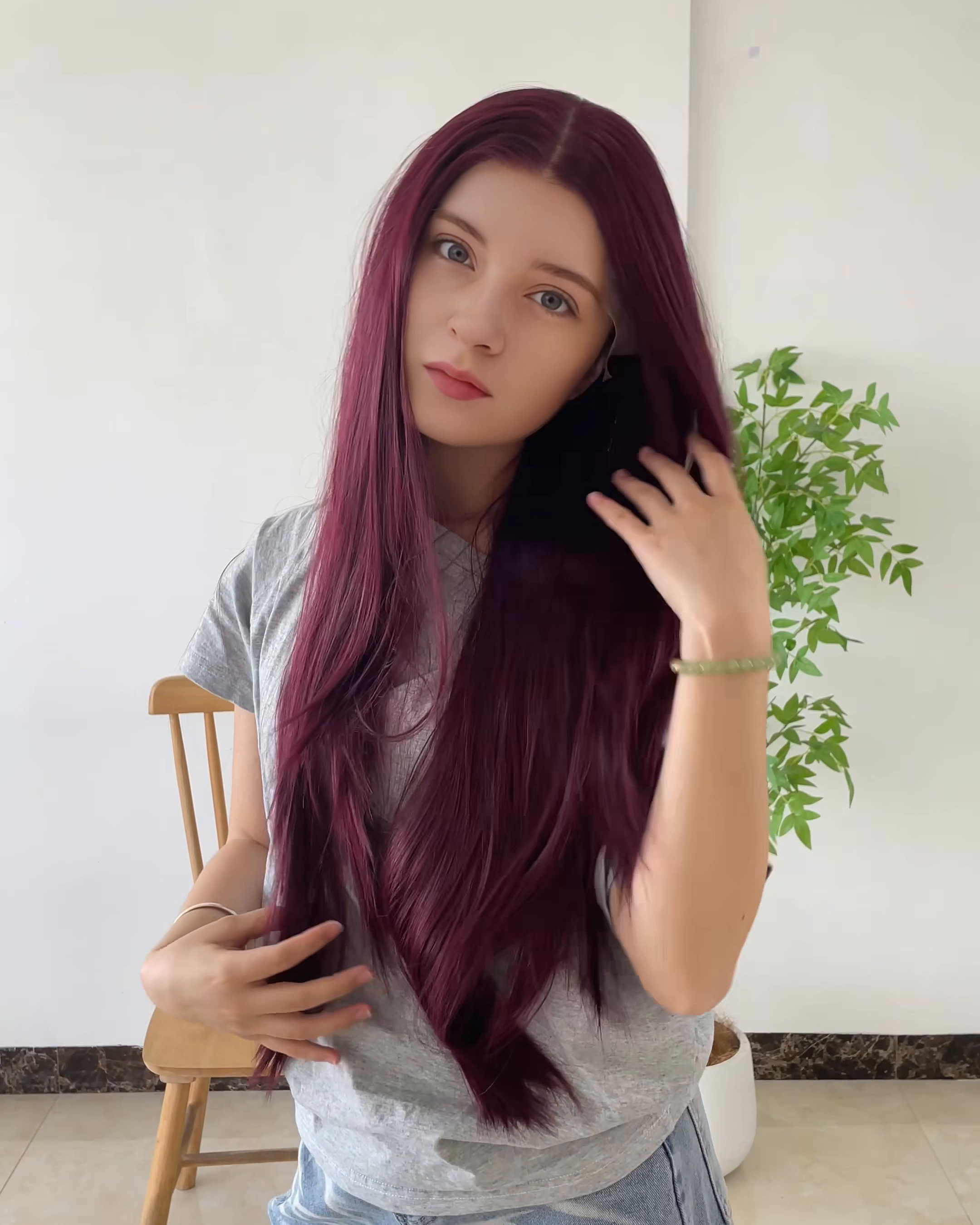 Red Long Straight Wig