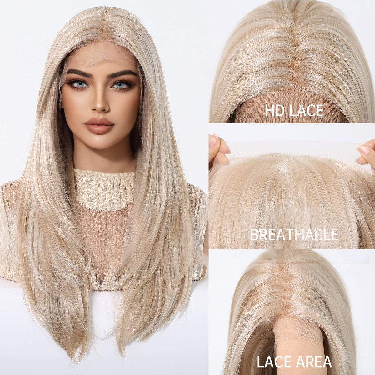 Eliza | Cream Medium 13*6 HD Lace Frontal Wig (Hand-Tied)