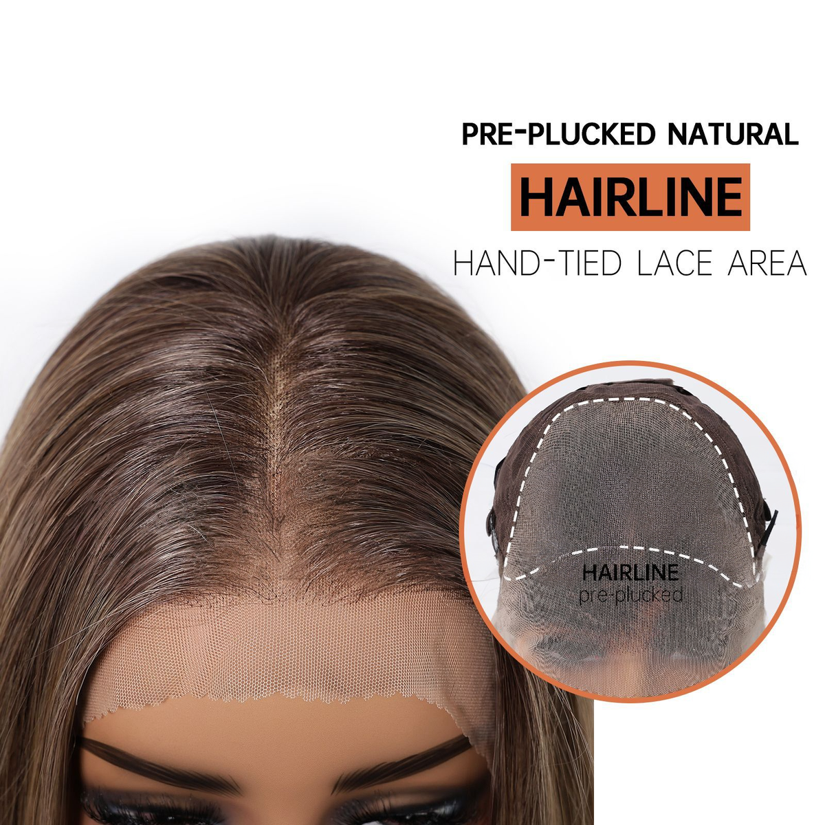 Ayla 26” Straight HD Lace Front Wig - Ombre Brown, Beginner-Friendly