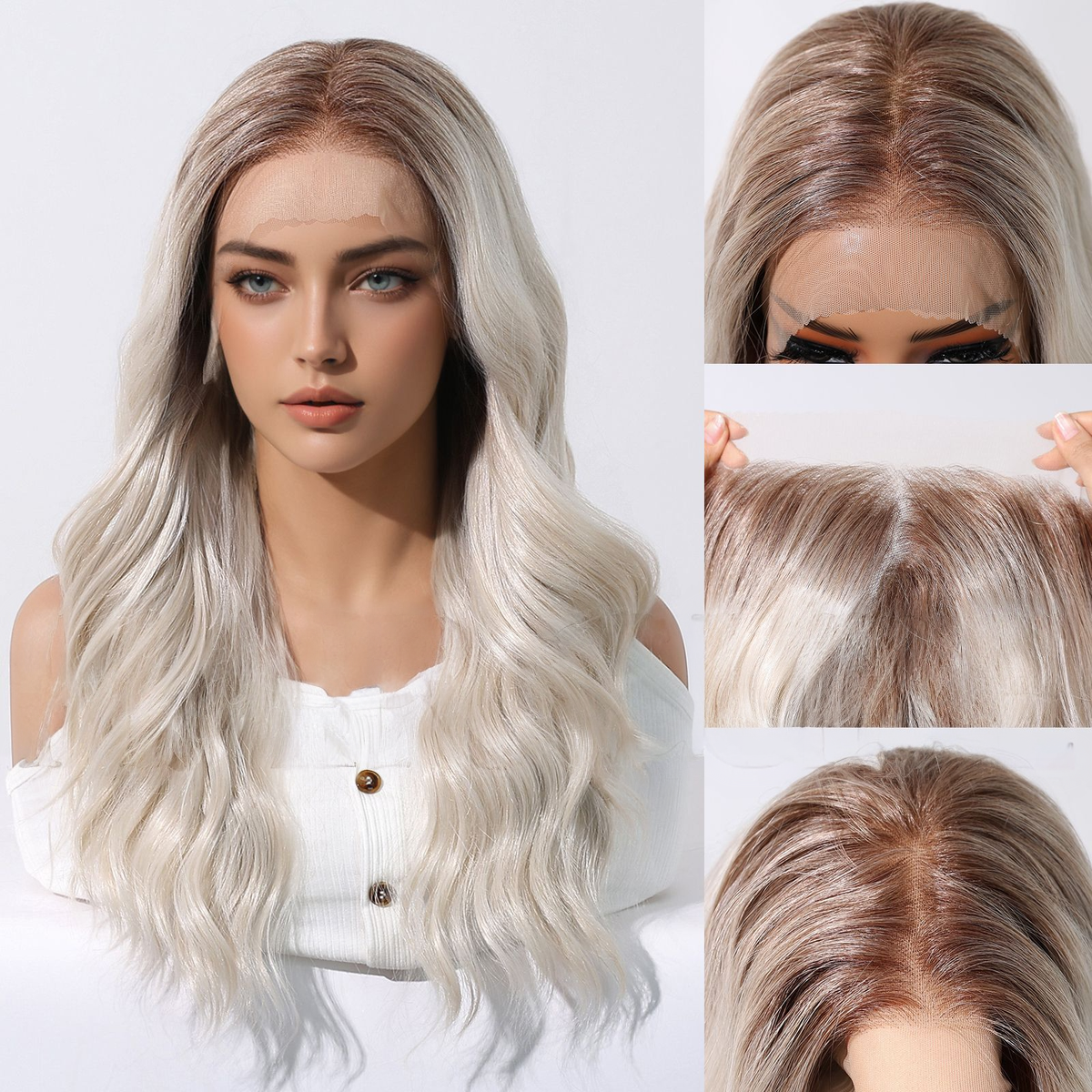 Naomi | Blonde Long Wavy HD Lace Frontal Wig (Hand-Tied)