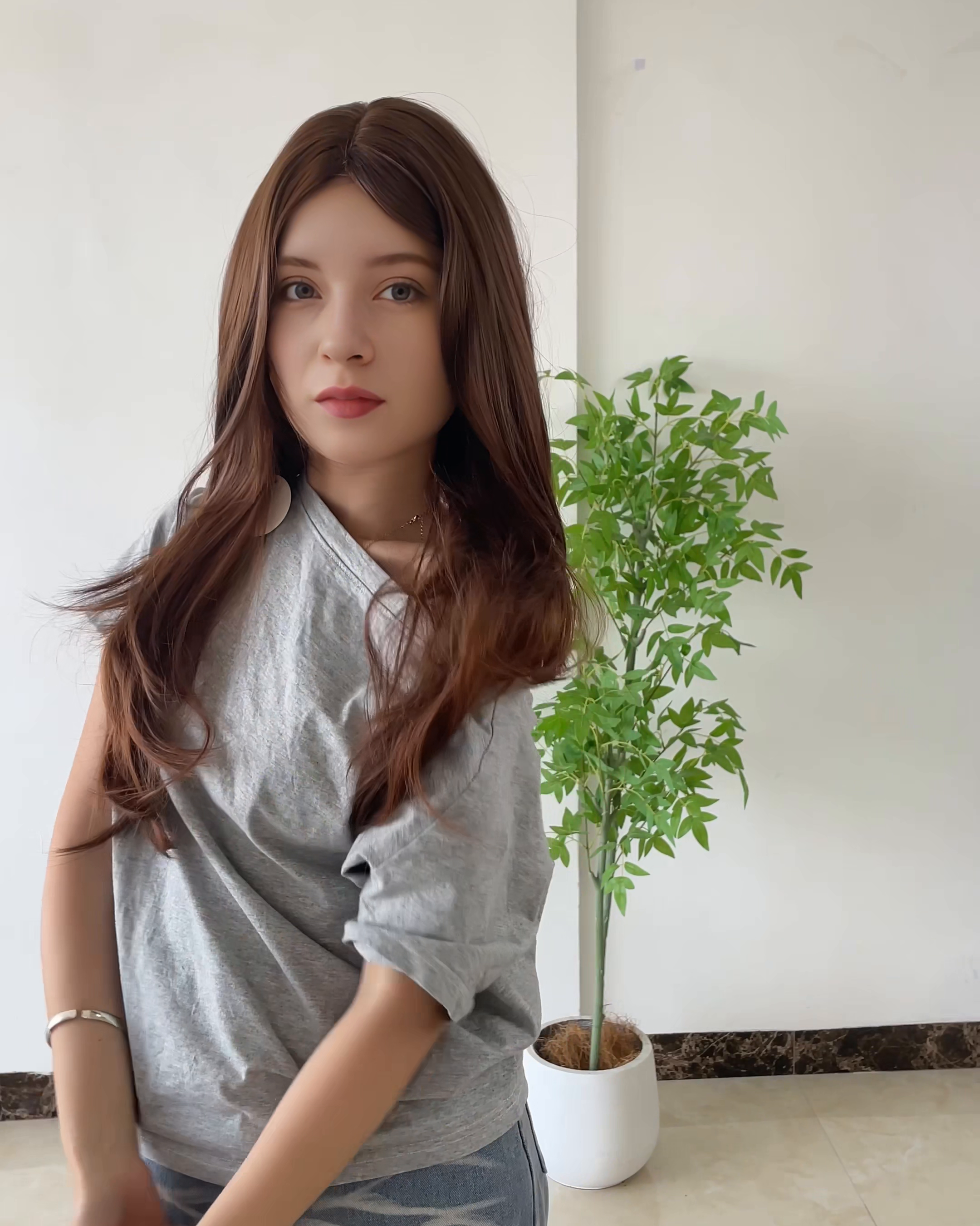 Brown Long Wavy Wig