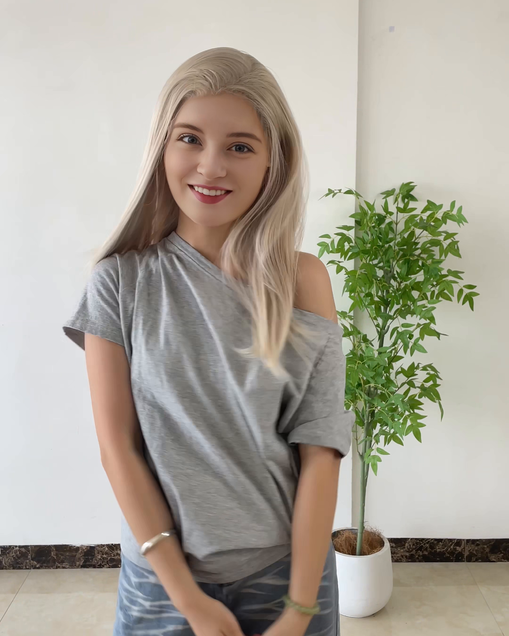 White Blonde Straight Lace Front Wig