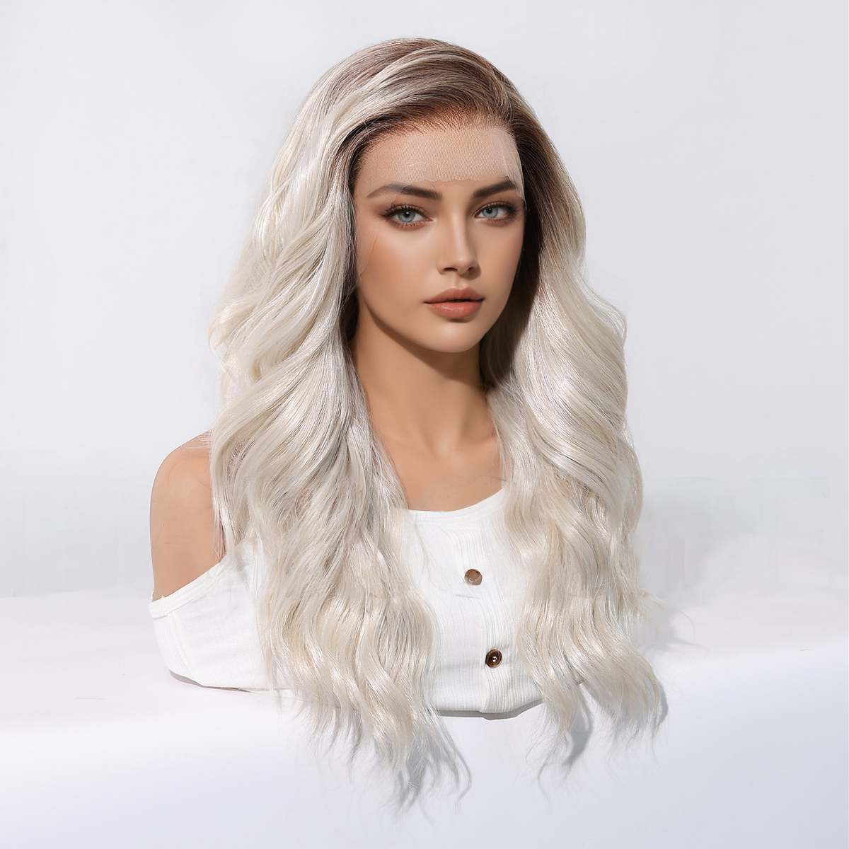 Naomi | Blonde Long Wavy HD Lace Frontal Wig (Hand-Tied)