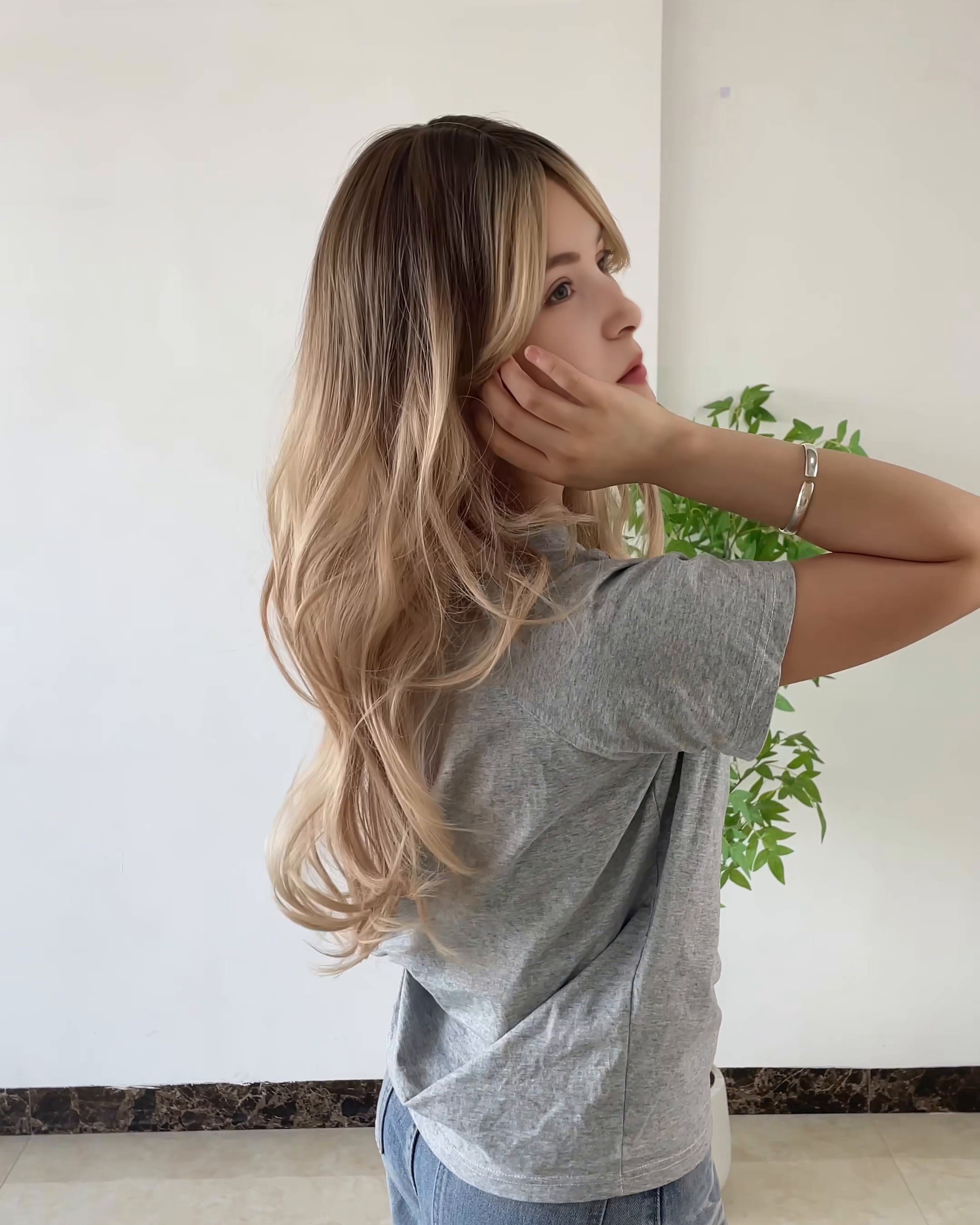 Sophia Blonde Long Wavy Wig with Bangs