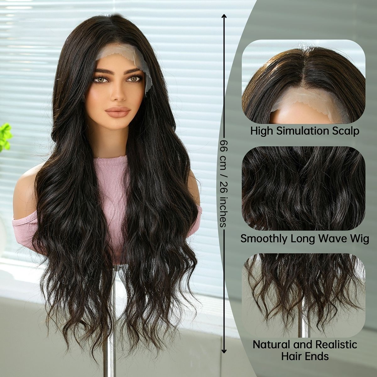 Iris | Black Long Wavy 13*6 HD Lace Frontal Wig (Hand-Tied)