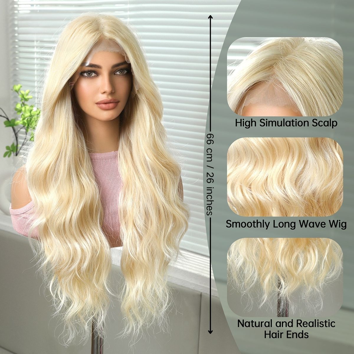 Olive | Blonde Long Wavy 13*6 HD Lace Frontal Wig (Hand-Tied) 26