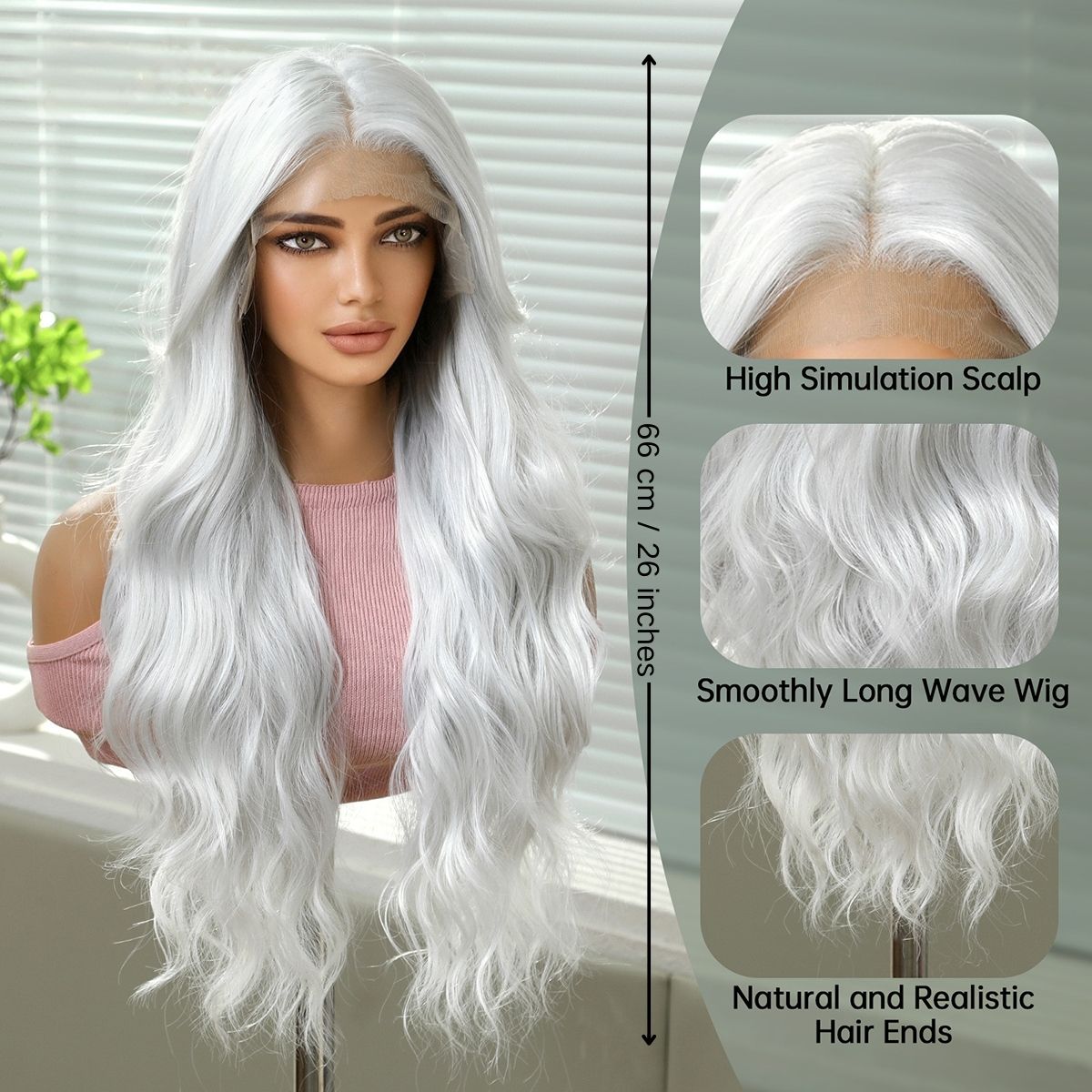 Autumn | White Blonde Long Wavy 13*6 HD Lace Frontal Wig (Hand-Tied)
