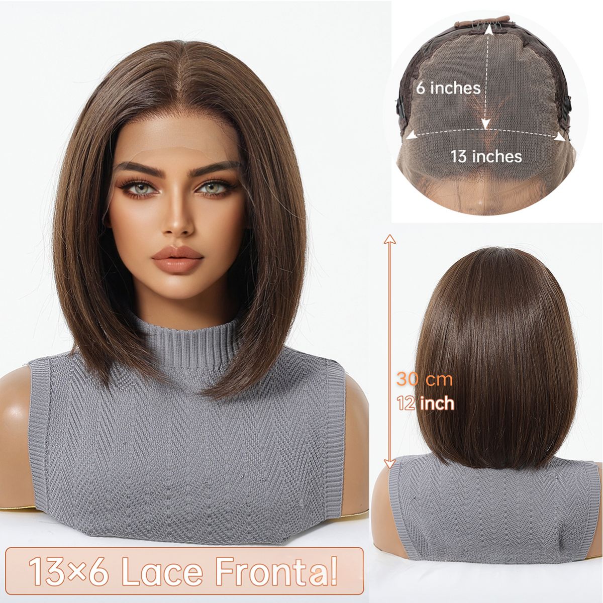 Hazel | Brown Short 13*6 HD Lace Frontal Wig (Hand-Tied)