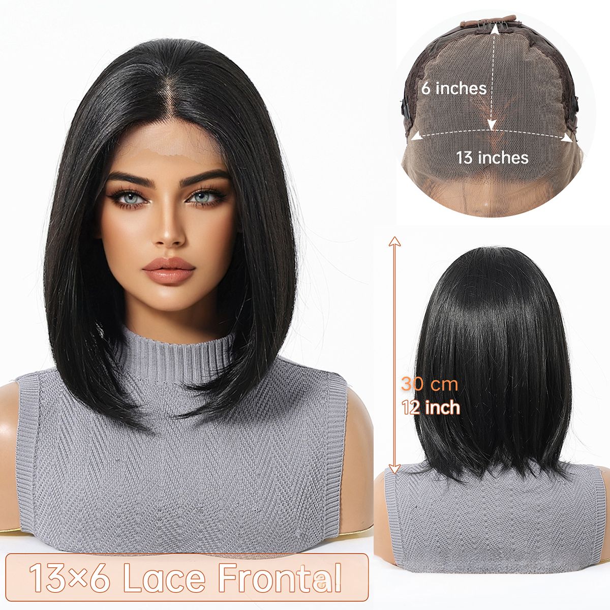 Phoebe | Black Short 13*6 HD Lace Frontal Wig (Hand-Tied)