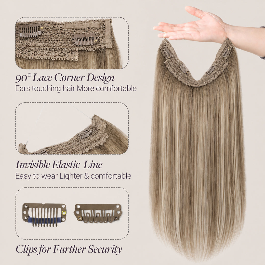 Invisible Halo Extensions, Dirty Blonde Balayage #18/60