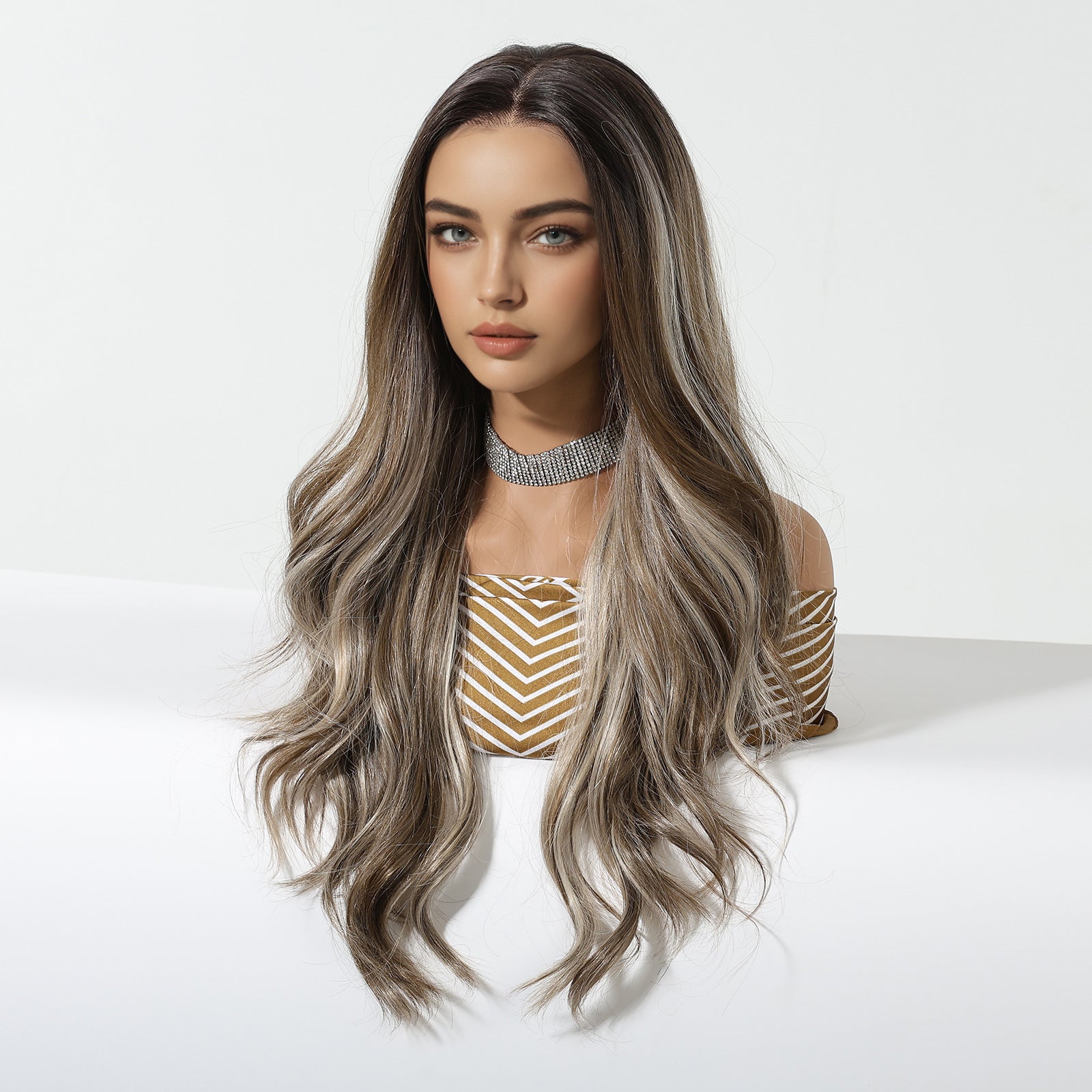 Lottie | Dark Gery Long Wavy 13*6 HD Lace Frontal Wig (Hand-Tied)
