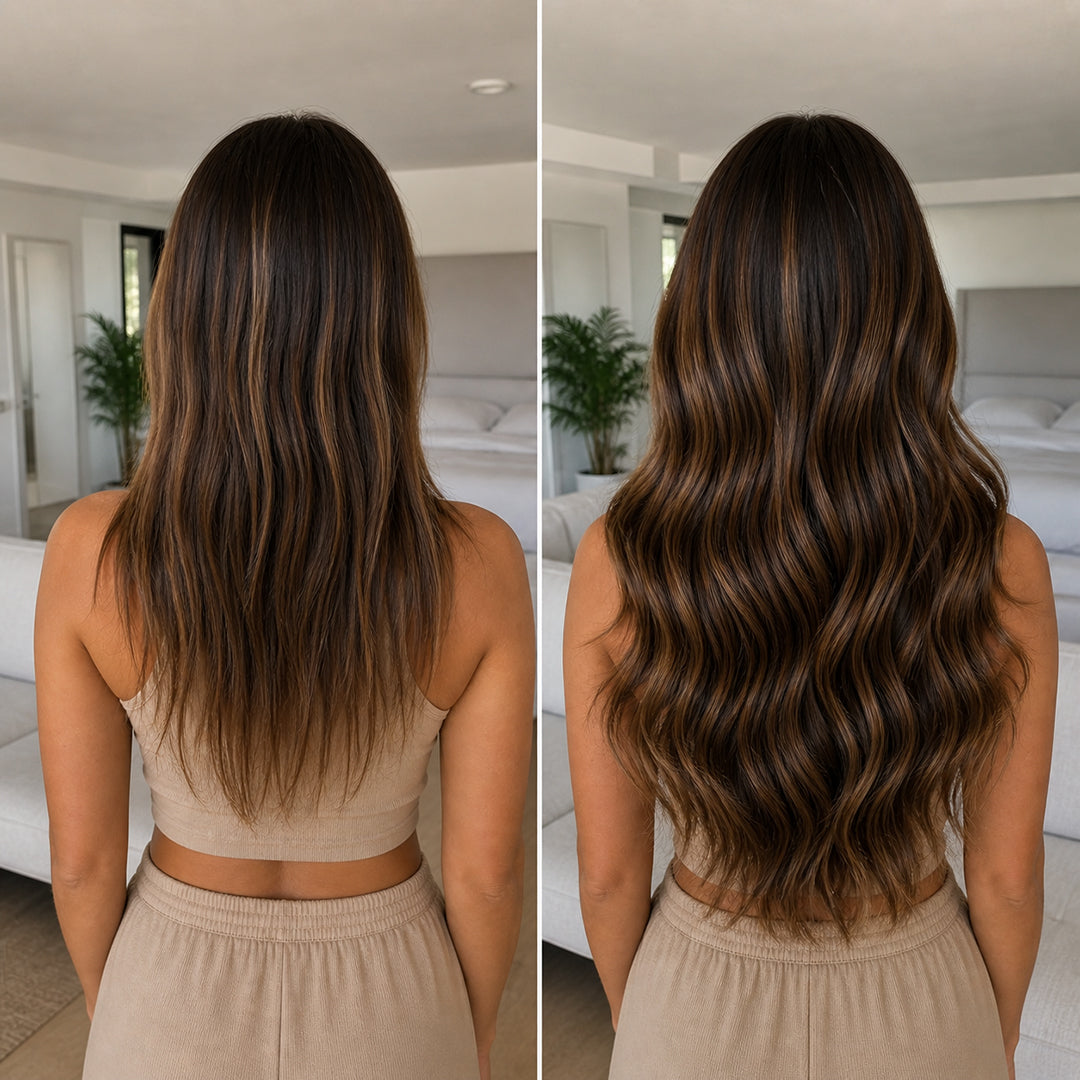 Invisible Halo Extensions, Dark Brown Caramel Highlights #2/6/27