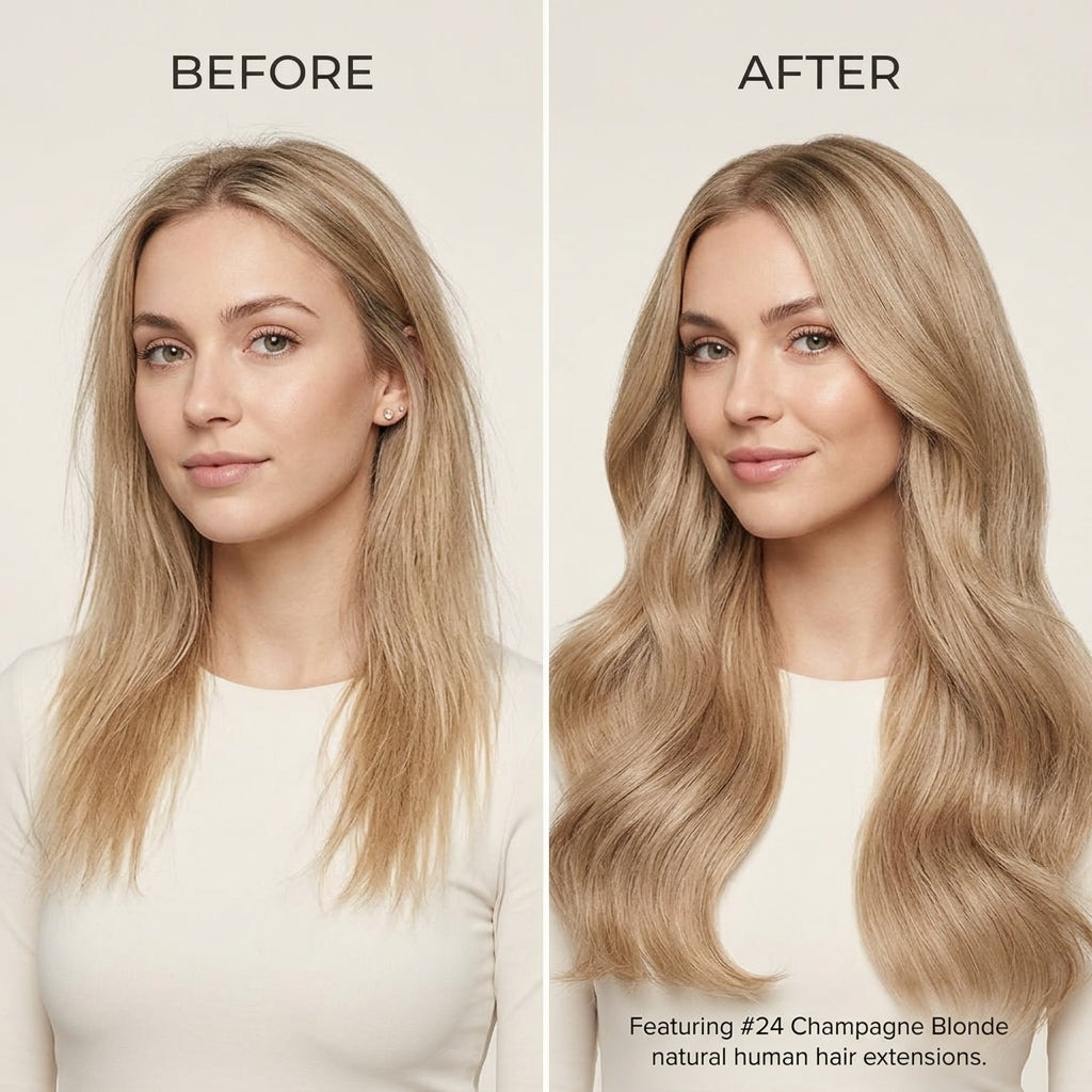 24 Champagne Blonde Halo Human Hair Extension