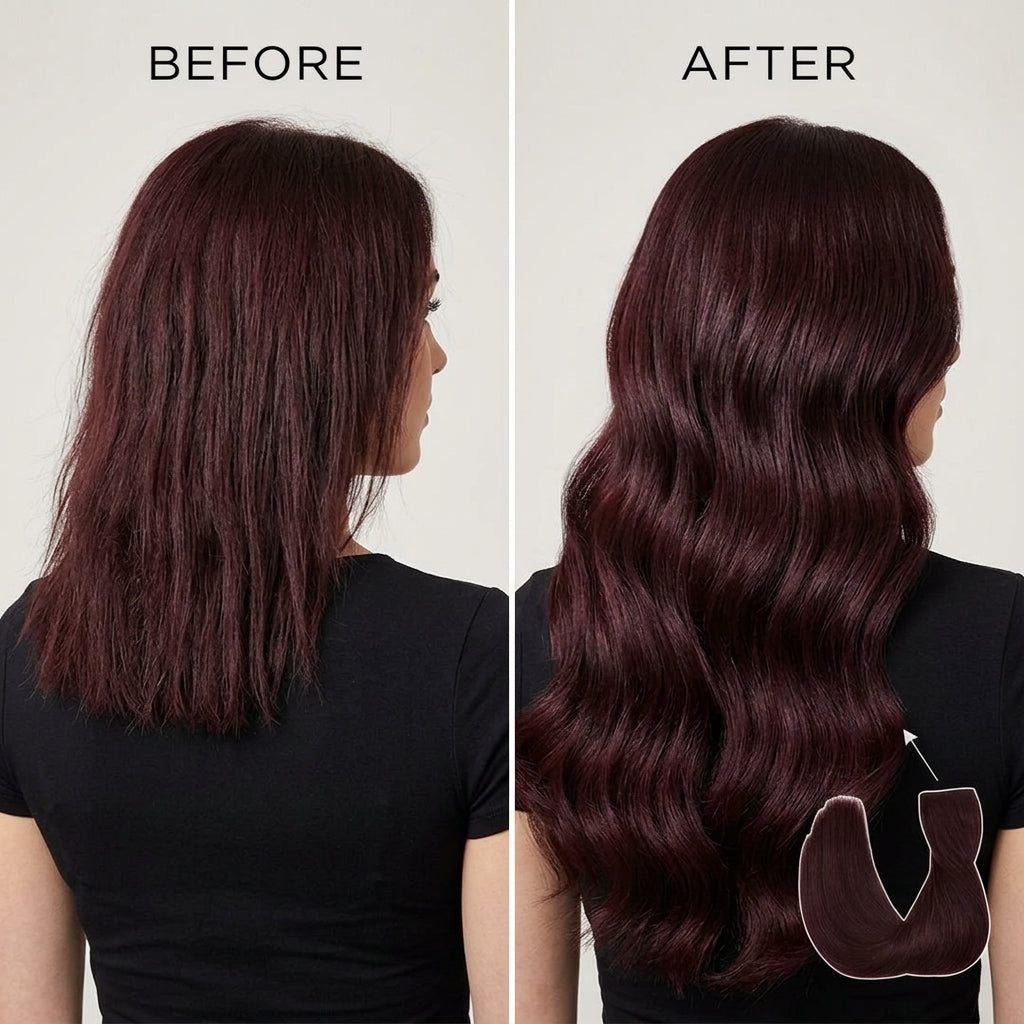 33 Dark Cherry Halo Human Hair Extension