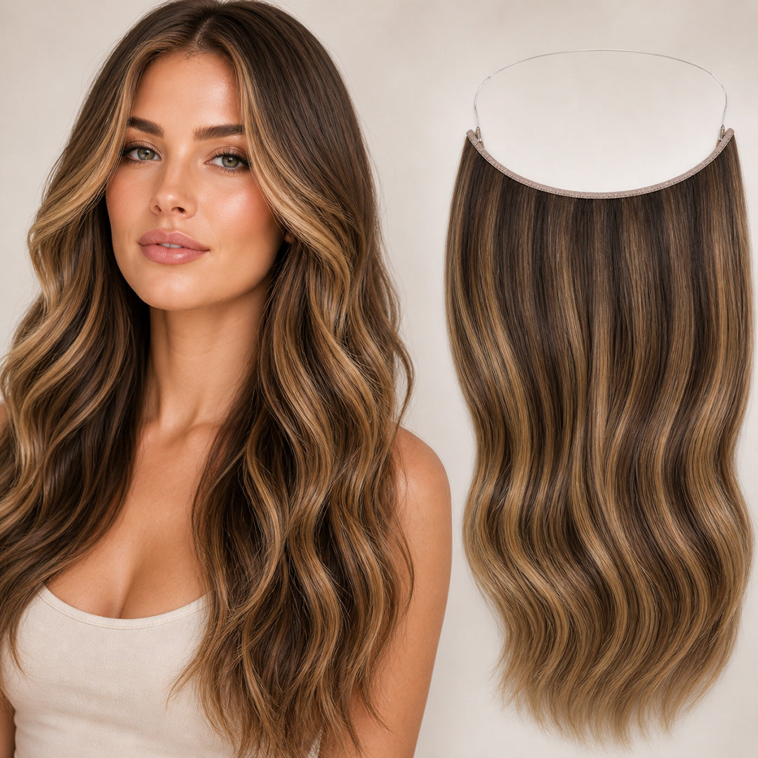 Invisible Halo Extensions, Chocolate Brown Caramel Balayage #4/27