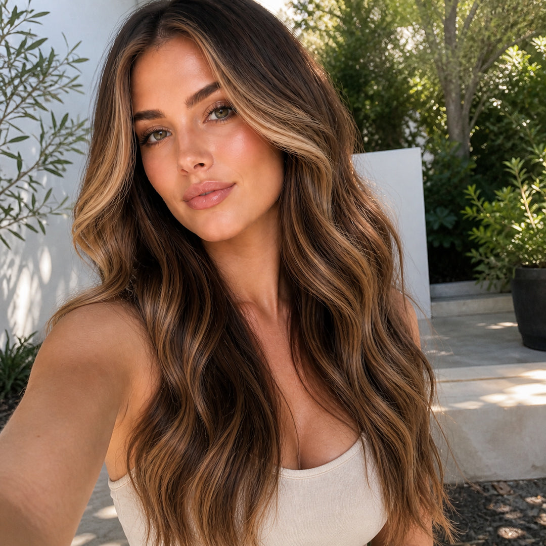 Invisible Halo Extensions, Chocolate Brown Caramel Balayage #4/27