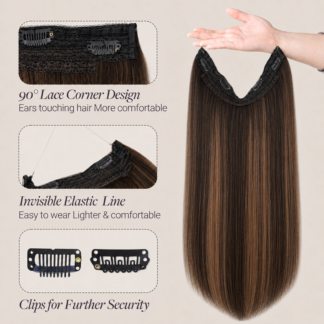 Invisible Halo Extensions, Chocolate Brown Caramel Balayage #4/27