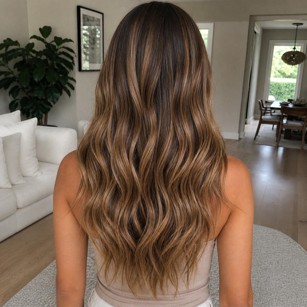 Seamless Clip-Ins, Chestnut Brown Honey Balayage #6/27