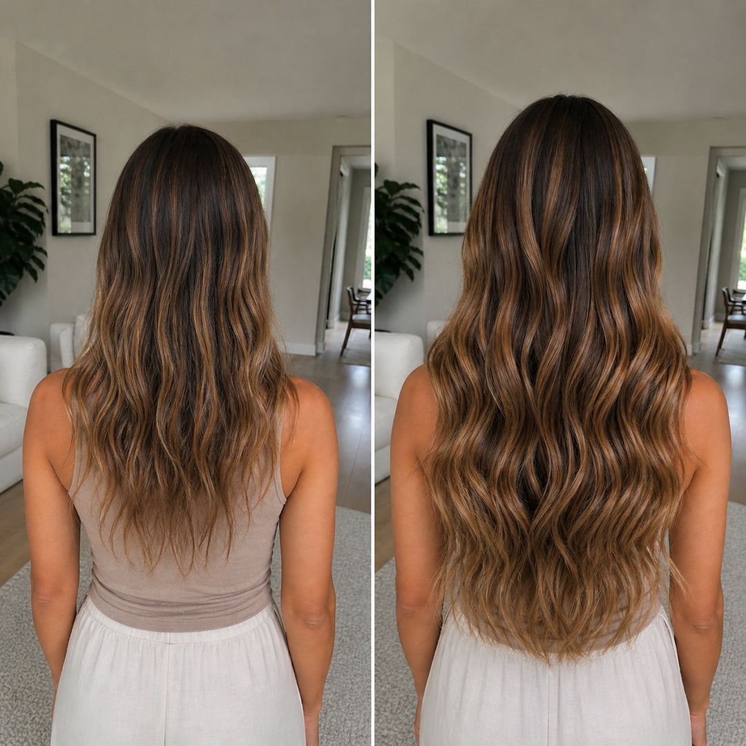 Seamless Clip-Ins, Chestnut Brown Honey Balayage #6/27