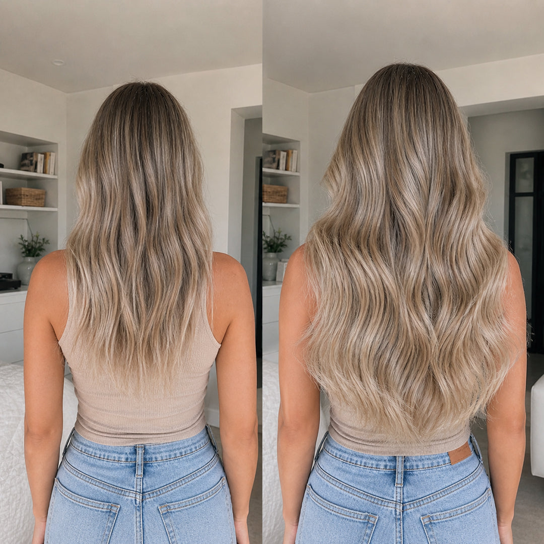 Invisible Halo Extensions, Ash Brown Blonde Balayage #8/613