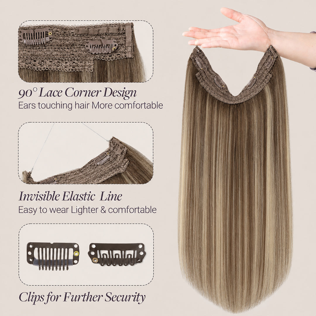 Invisible Halo Extensions, Ash Brown Blonde Balayage #8/613