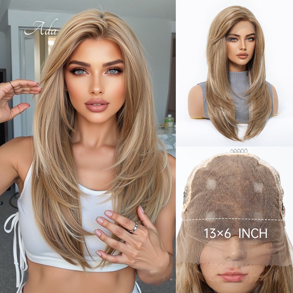 Ada | Blonde Medium 13*6 HD Lace Frontal Wig (Hand-Tied)