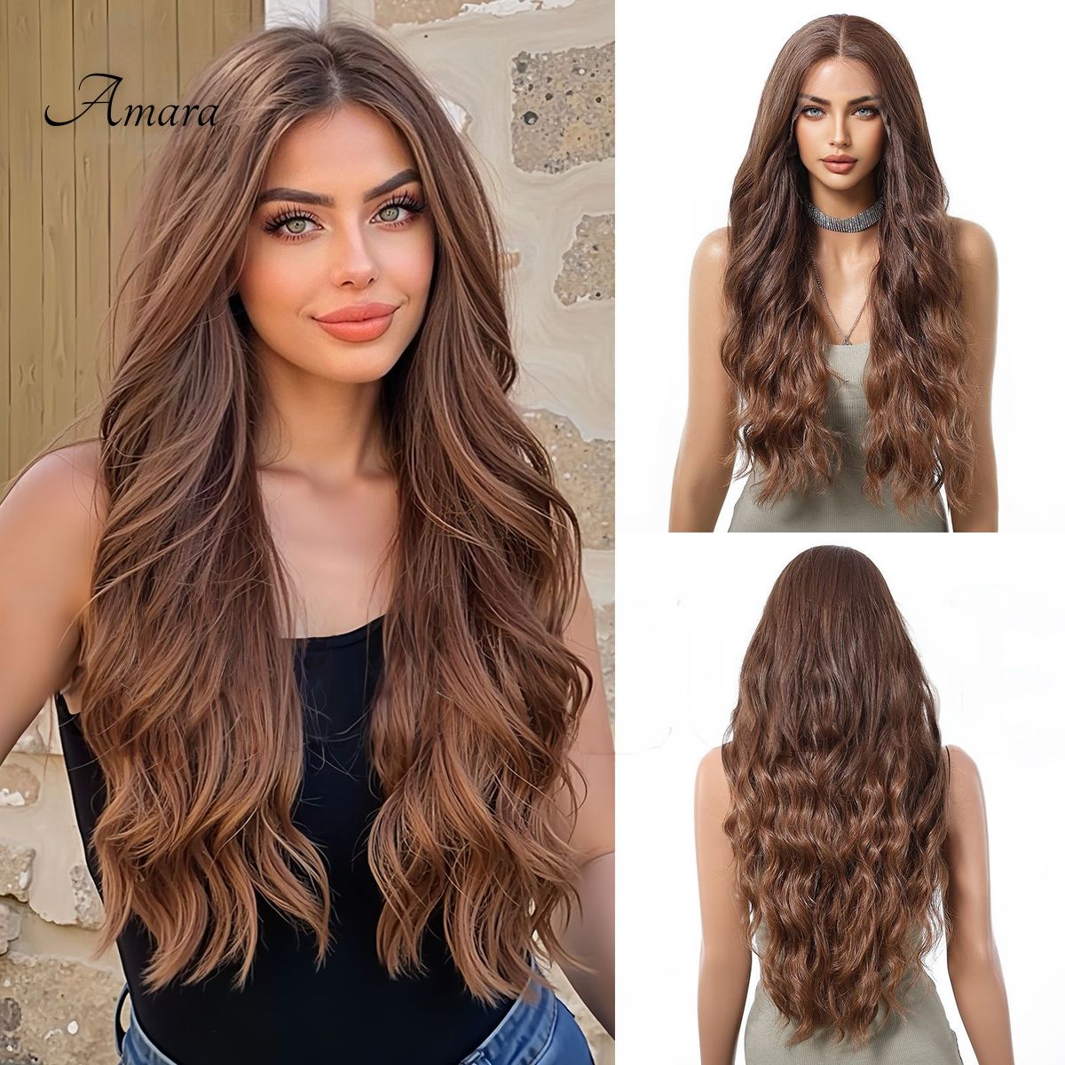 Amara | Brown Long 13*6 HD Lace Front Wig (Hand-Tied)