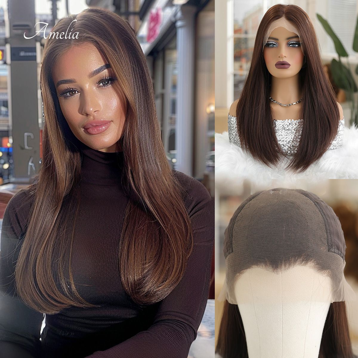 Amelia | Brown Medium 13*6 HD Lace Frontal Wig (Hand-Tied)