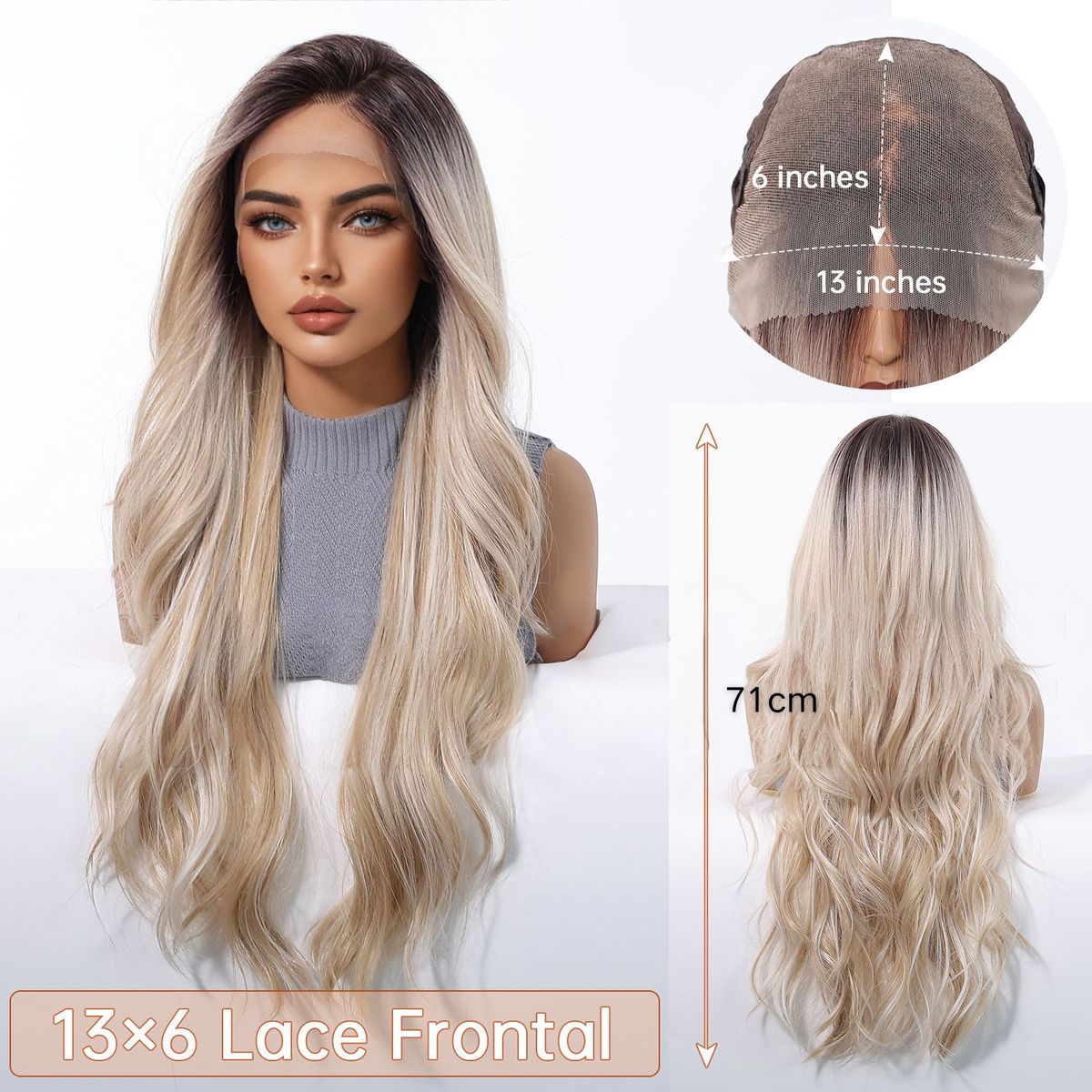 Audrey | Blonde Long Wavy 13*6 HD Lace Front Wig (Hand-Tied)