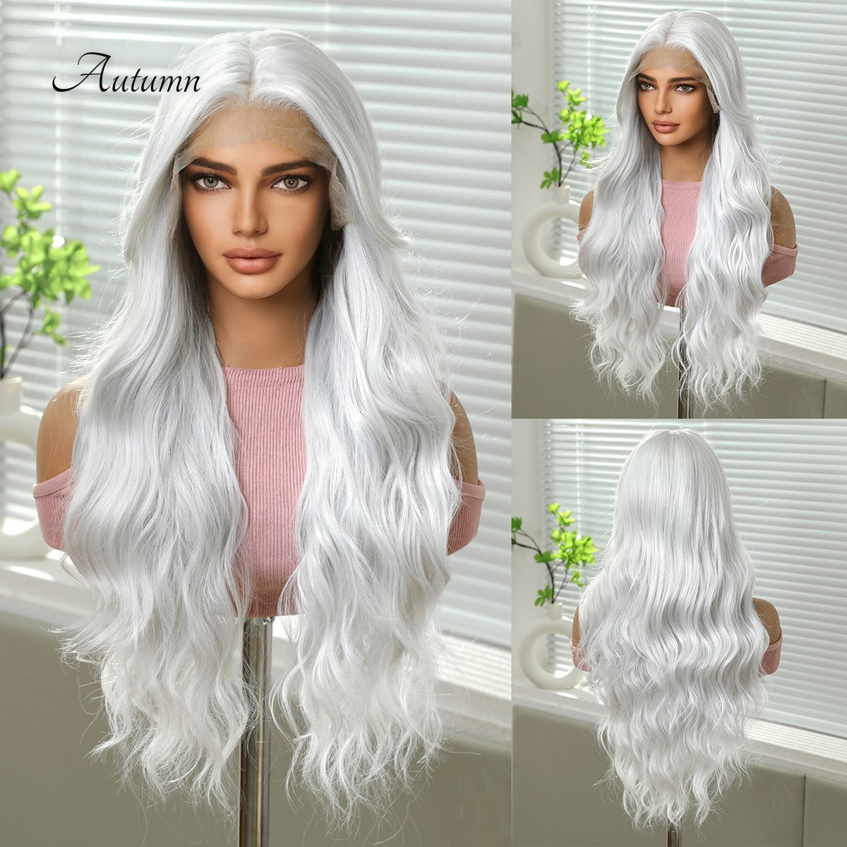 Autumn | White Blonde Long Wavy 13*6 HD Lace Frontal Wig (Hand-Tied)