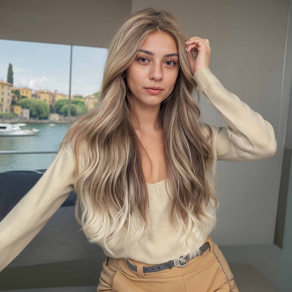 Body Wave HD Lace Front Wig - Ombre Brown and White Blonde, 100% Hand-Tied Mono Top, 28 Inch (71cm)