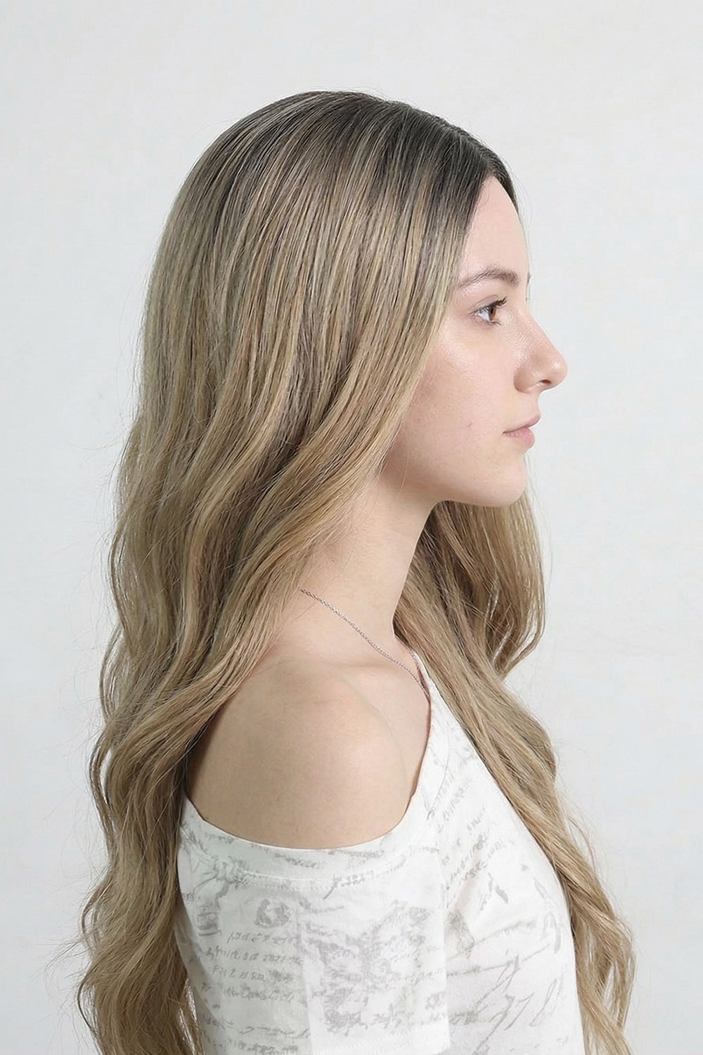 Soft Blonde Long Wavy Wig with Middle Part