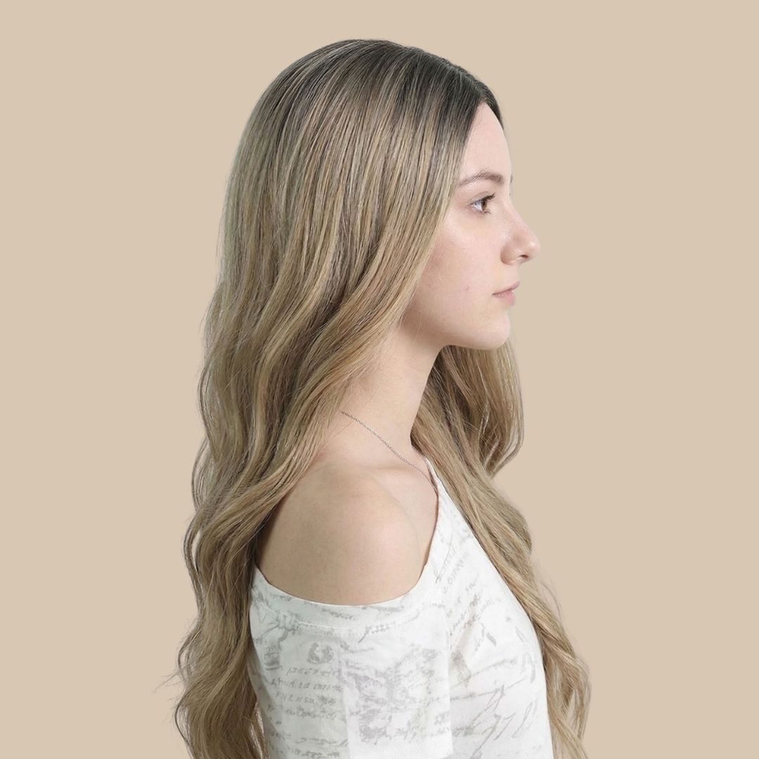 Soft Blonde Long Wavy Wig with Middle T Part