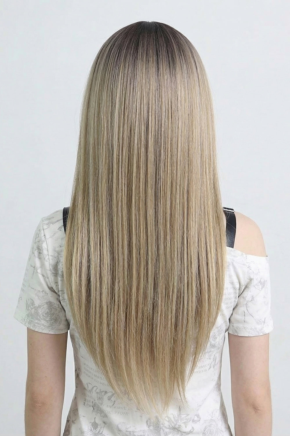 Ash Blonde Balayage Long Straight Wig