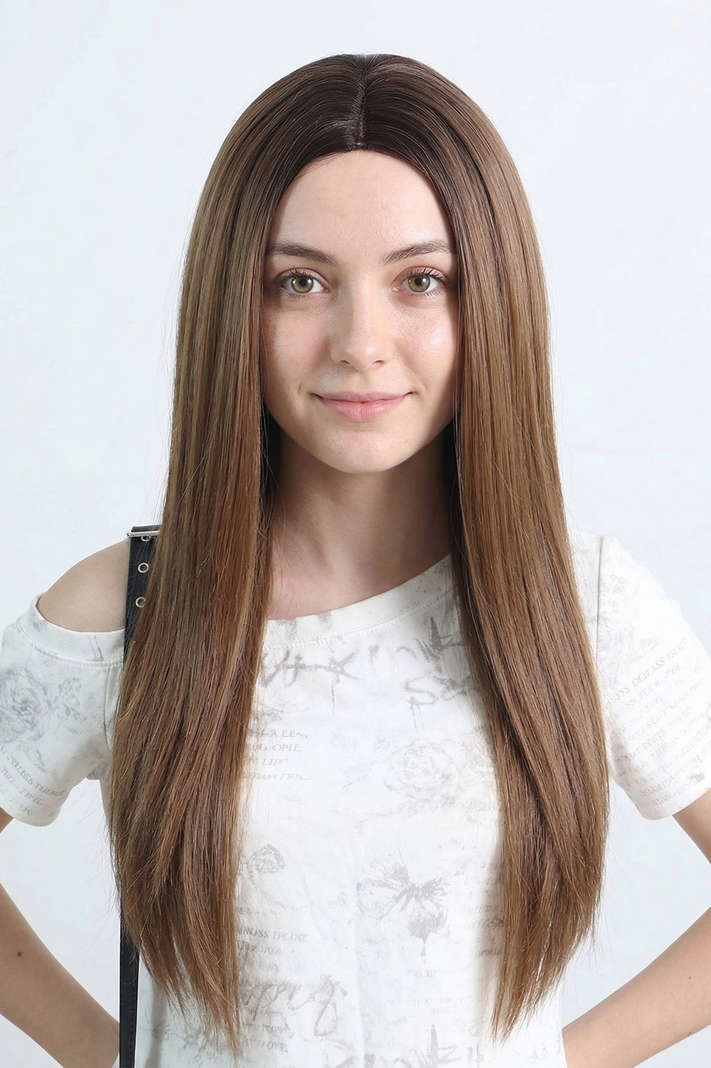 Natural Brown Middle Part Long Straight Wig